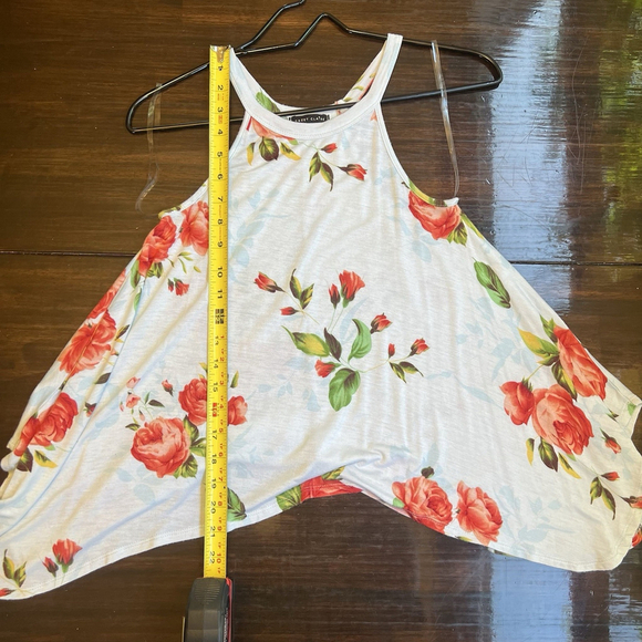 Sweet Claire Floral Tank Top Light Blue Racerback Tunic Flowy Size Small - Picture 8 of 10